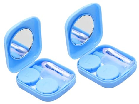 BAZEITFLOW Estuche Azul 2 Contacto Portátil de Abs para Piezas Lentes