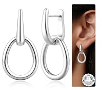 Finrezio Ohrringe Silber 925 Hängend Doppel Creolen mit Anhänger Huggie Creolen Silber 925 Ohrringe Hypoallergene für Damen Geschenk für Frauen Freundin Mama Mädchen