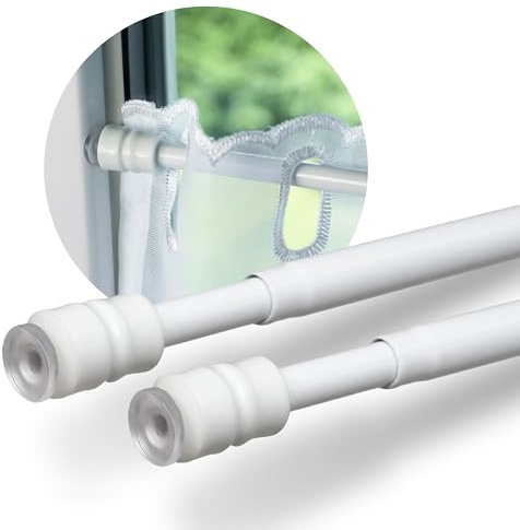 Rollina Klemmstange Gardinenstange ohne Bohren weiß | 40-60cm (2er Pack)