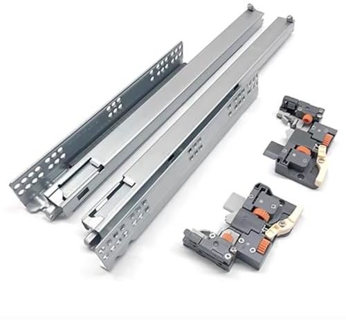 1 paio di guide per cassetti con chiusura ammortizzata, estensione completa, guide nascoste, capacità di carico 40 cm, per un funzionamento regolare
