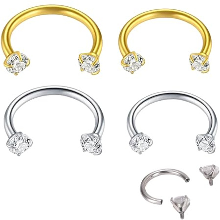 4 PCS Horseshoe Nose Rings, Horse Shoe Nose Ring, Septum Piercing Jewellery, Durable Lip Piercing Jewellery Suitable for Daily Gatherings Parties Work and Gifting