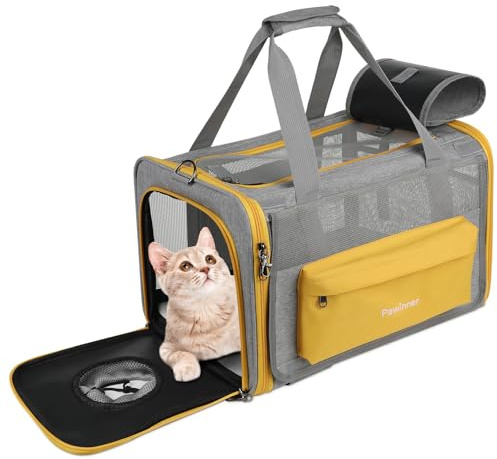 Pawinner Transpirable Bolsa de Transporte para Mascotas | Llevar en Mano y Hombro 2 en 1, Plegable Fuardar, Adecuada para Gatos y Perros de hasta 9kg, 45 * 33 * 33cm