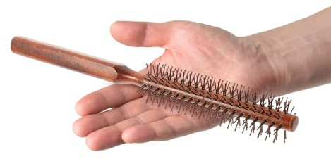 TOPBATHY Cepillo de Pelo Pequeño de Madera para Secado y Peinado, Adecuado para Mujeres y Hombres Cabello Rizado, Diseño Práctico y Material Natural Marrón