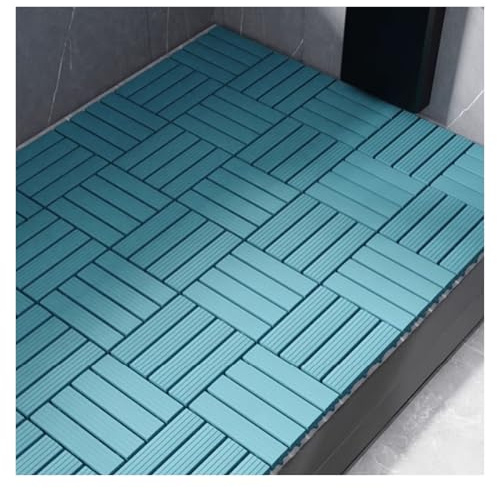 Tapis Piscine Dalle Sol Emboîtable avec Drainage Surélevé et Antidérapant Caillebotis Douche Salle Bain(Blue)