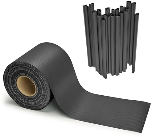 Garronda Brise Vue Jardin Balcon PVC 19 cm Rouleau 50 m 450 g/m² avec 40 Clips, Bandes occultantes pour clôture extérieure, Compatible Panneaux Double Fil et Garde-Corps GD-0173 (Anthracite RAL7016)