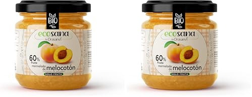 ECOSANA MERMELADA EXTRA MELOCOTÓN SIN AZÚCAR CERTIFICADO BIO by DRASANVI - VEGANO - SIN GLUTEN - 250g (Paquete de 2)