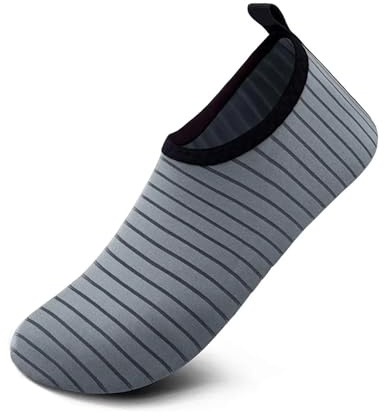DSFIHJO Dykstrumpor vattenskor unisex snabbtorkande strandstrumpa barfota män kvinnor simning uppströms sneaker ljus yoga aqua sko randig färgglad värme, 001-K01-Grå, 48