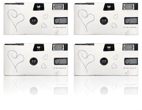 4er-Pack Einwegkameras für Hochzeiten, 35-mm-Film, Einwegkamera mit Blitz, Farbfilm für Jubiläen, Konzerte, Reisen, Camping und Partys