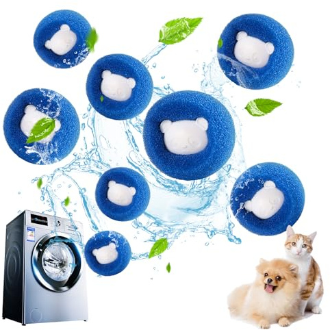 Fusselbälle für Waschmaschine, Tierhaarentferner Waschmaschine, Haarfänger für Waschmaschine, Fusselentferner, Anti-Wicklung Waschbälle, Entfernt Tierhaare＆Fusseln (8 Stücke) (Blau)