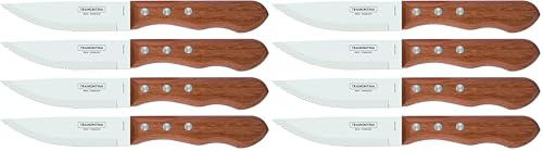 Tramontina - Couteaux à steak Dynamic Jumbo 4pcs. Inox et bois (Lot de 2)