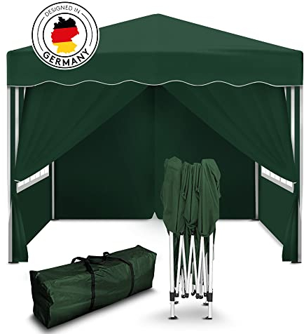 Kronenburg Tonnelle Pliante Étanche 3x3 m – Pavillon de Jardin Vert avec 4 Parois Latérales, Protection UV 50+