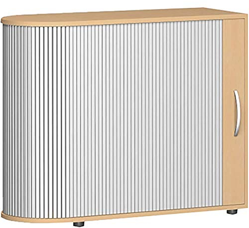 Gera Möbel S-382101-BU Rolloschrank Mailand 2 OH Links anstellbar mit Standfüßen, 100 x 40 x 83 cm, buche