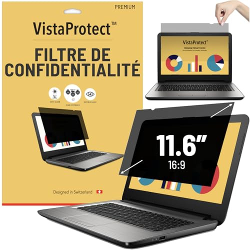 VistaProtect – Premium Blickschutzfilter & Anti-Blaulichtfilter, Privacy Filter Anti Blue Light Blickschutzfolie für Laptops & Notebooks (11.6″ Zoll)