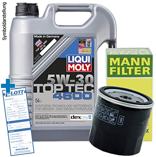 Ölwechsel Set Inspektion 5L Liqui Moly Top Tec 4600 5W-30 Öl Motoröl + MANN Ölfilter + Öl Ablassschraube Verschlussschraube