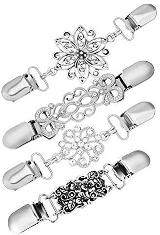 BESTOYARD Pullover Clips Vintage Pullover Kette Kreative Silber Strickjacke Clip für Kleid Kleidung 4pcs