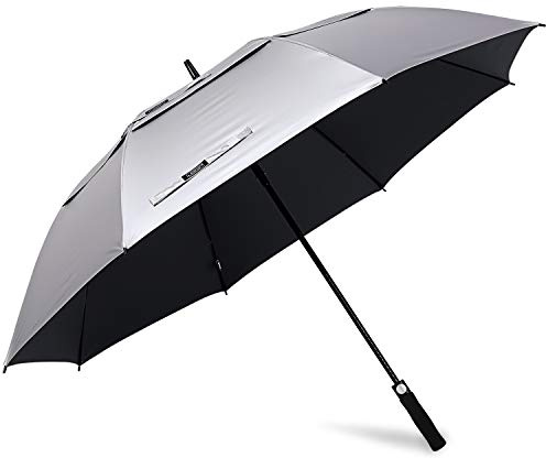 G4Free - Golf Umbrella 62 Inch UV Protection Auto Open Double Canopy Extra Large Windproof Rain Sun Umbrella