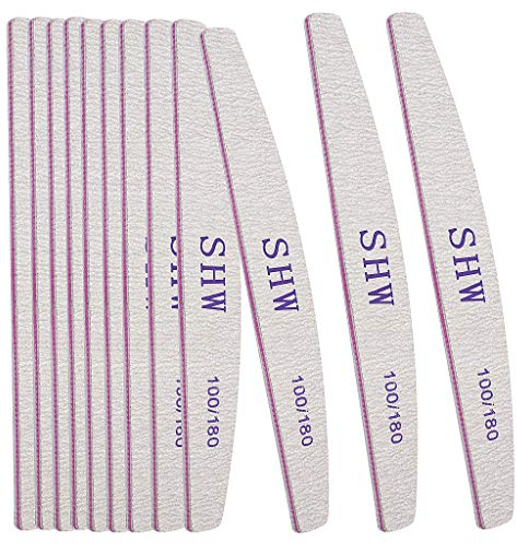 12 Pack Professional Nail File Set Double-Sided 100/180 Grit Emery Board Manicure Tools for Nail Grooming and Styling (White)