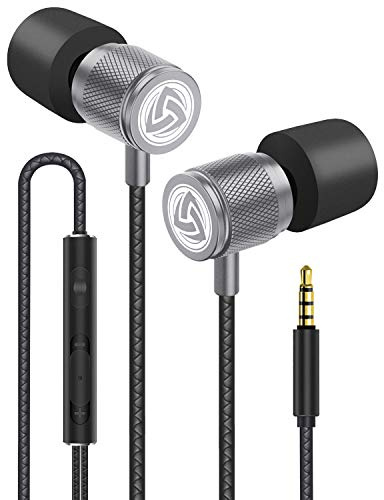 LUDOS Ultra Kopfhörer In Ear Ohrhörer mit Kabel und Mikrofon, Kristallklarer Klang, Ausgewogene Höhen und Tiefen, Neuer Memory Foam, Langlebiges Kabel, Bässe, Lautstärkeregelung, Earphones für Handy