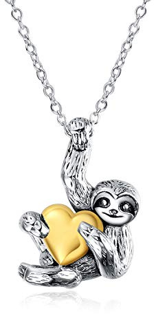 VONALA Sterling Silber Faultier Anhänger Halskette inspiriert Tier Schmuck für Frauen Mädchen (Gelbgold überzogen)