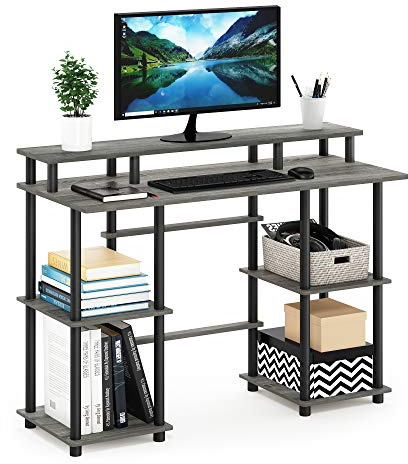 Furinno Computerschreibtisch, 48 x 113 x 86,1 zm | Computertisch mit Monitorständer, Bürotisch für Wohnheim, Heimbüro, Schlafzimmer, Arbeitszimmer