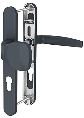 MS Beschläge Langschildgarnitur Schmalrahmengarnitur 92mm Anthrazit RAL7016 PZ Türdrücker Nebeneingangstürbeschlag Haustürbeschlag Wechselgarnitur (Knopf/Drücker, Türstärke 39-54mm)
