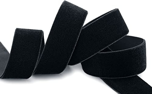 finemark 3 m x 22 mm - Bande de velours élastique - Noir (725) - Velours stretch - Extrêmement extensible - Un côté - 20 % élasthanne - À coudre
