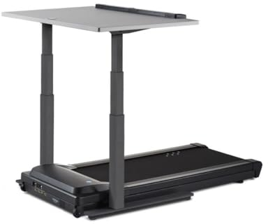 LifeSpan Workplace Desk Laufband + elektronisch Verstellbarer Schreibtisch TR1200-DT7 - Größe 38 (96 cm)- Grauer Desktop - anthrazitfarbener Rahmen