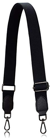 Allzedream Geldbörsenriemen Ersatz Crossbody Taschen Handtasche Breit Canvas Leder Verstellbar, Schwarz, Medium