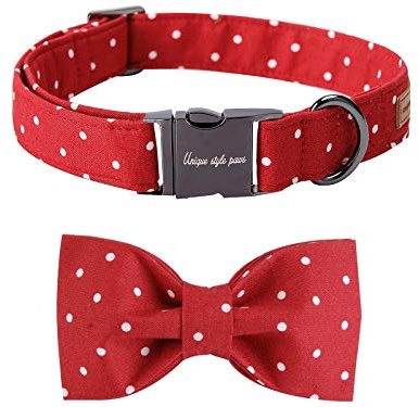 Unique style paws Hundehalsband mit Abnehmbarer Fliege, Hundehalsbänder mit Schleife für kleine mittel Groß Hunde, Fliege Hundehalsband verstellbar XXS-XL
