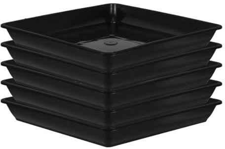 DOITOOL 5 bandejas para macetas de Flores, platillos de Plantas de plástico PP para suculentas bandejas cuadradas para macetas de Goteo y Platos para Flores bonsái, Maceta suculenta, 18 x 18 cm