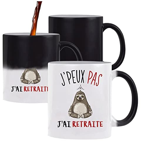 Planetee Mug magique thermoréactif J'peux pas Retraite tasse change couleur chaleur humour idée cadeau anniversaire Noël homme femme