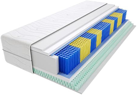 Godre Matratze 70x200 cm Doppelmatratze, H3 Mittelfest Federkernmatratze, Taschenfederkernmatratze 21 cm Hoch Latex Hypoallergene, HR-Schaum, Wendematratze mit Klimafaser Siena Multitaschen
