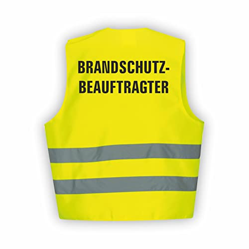 Fassbender-Druck WARNWESTEN - Sicherheitsweste GELB Warnweste nach EN ISO 20471 zertifiziert - Warn Weste BRANDSCHUTZBEAUFTRAGTER mit Reflektorstreifen (GELB I M/L I 1St.)
