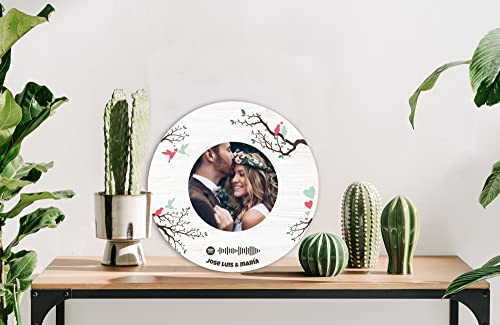 Oedim Disco Pájaros Metacrilato Música Spotify + Foto Personalizado, Fabricado en Metacrilato 4mm, 25 x 25 cm, Efecto Espejo, Regalo Original para San Valentín