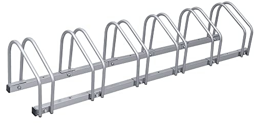Fiqops Fahrradständer, Mehrfachständer, Fahrradhalter Bodenständer, Aufstellständer Fahrrad Ständer Boden, Wand Montage Metall Platzsparend Wandhalterung(Für 6 Fahrräder, Silber)
