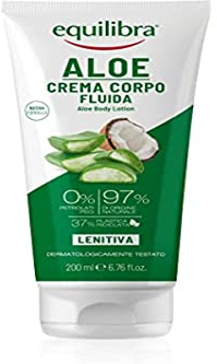 equilibra Corpo, Aloe Crema Corpo Fluida, Crema Corpo a Base di Aloe Vera, Olio di Cocco e Vitamina E, Ideale per Pelle Secca, ad Azione Lenitiva, Assorbimento Rapido, Non Unge, 200 ml