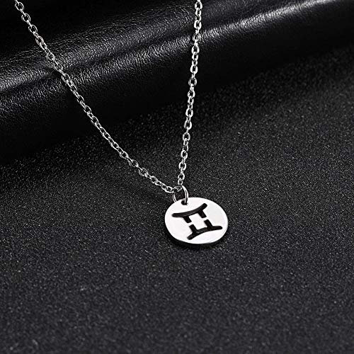 Sternzeichen Anhänger Silber,Sternzeichenkette Zwillinge Sternzeichen Astrologie Halskette Silberscheibe Anhänger Halskette Sternzeichen Geschenke für Frauen Männer Exquisite