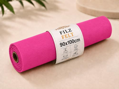 StoffBook pink Filzstoff zum Basteln & Nähen, 1mm Dicke, 90cm Rolle, Bastelfilz Sticken, Taschenfilz, Bastelvlies, ideal für DIY, Dekoration, Auto-Innenverkleidung Stoff, d499