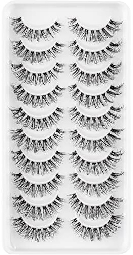 3D Falsche Wimpern,Natürliche Wimpern, Pure Handgemacht Natürlicher Look Flauschige Künstliche Wimpern,Multipack Strip Lashes 10 Paare (DSJ17)