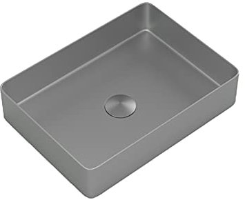 LKYJD Fregaderos for recipientes de baño, lavabo rectangular de acero inoxidable mate, lavabo sobre encimera de tocador, lavabo artístico for baño, tocador de hotel, lavabo for recipiente (Color : Gr