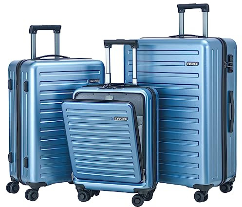 TydeCkare 20/24/28 Gepäckset, 20 Handgepäck mit Laptopfach, 24/28 Koffer | 20” 34L (55x39x20 cm), 24” 65L, 28 Zoll 101L, Leicht ABS+PC Hartschalenkoffer Gepäck, 4 Spinner-Rollen, TSA Schloss, Eisblau