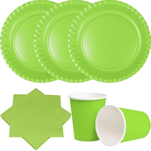 Party Deko Set grün maigrün Einweggeschirr für 20 Personen Teller, Becher, Servietten Hochzeit Geburtstag