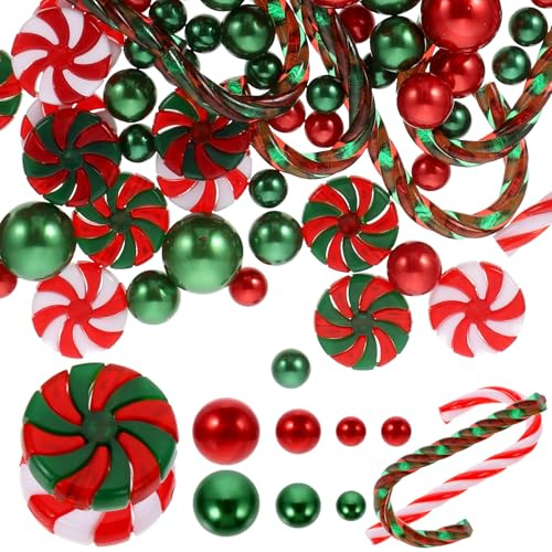 MAGICLULU 1 Set Weihnachtsvase Mit Schwimmenden Perlen Weihnachtsvasenfüller Künstliche Süßigkeiten Krücke Kein Loch Highlight Perlen Für Hochzeit Weihnachten Zuhause Party Dekoration