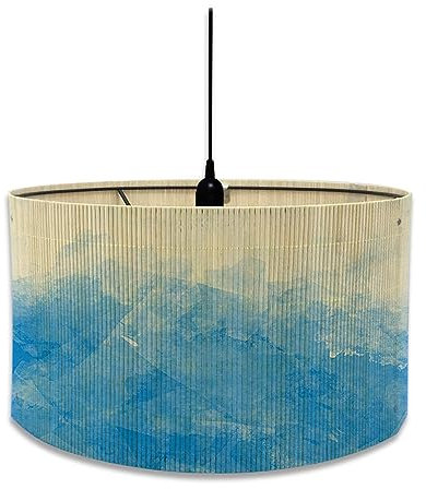 FANSU Paralume in Tessuto Classico Tamburo Paralume Colorato Ricambio Paralume Fatto a Mano per Lampada da Tavolo, Sospensione, Lampada da Comodino, Piantana (30 x 30 x 20 cm, Blu)