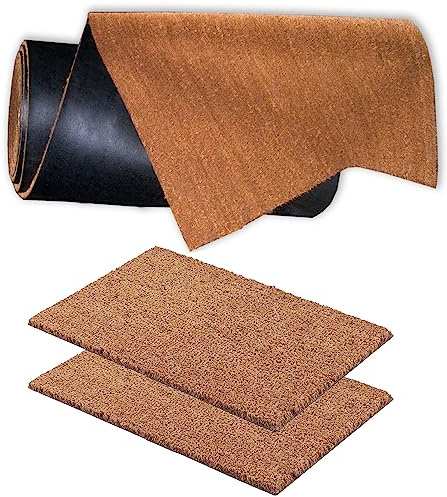 TAPPETO antiscivolo in cocco SU MISURA - tappetini antibatterici per porte - Da interno e aree esterne coperte - fibre naturali sostenibili - 100% cocco (40x60 cm_2 pezzi)