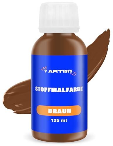 7 Artists Textilfarbe Acrylfarbe Waschmaschinenfest Braun 125 ml – Stoffmalfarben Waschfest für Stofftaschen zum Bemalen, T-Shirt, Leder, Jeans | Fabric Paint für Kleidung, Schuhe