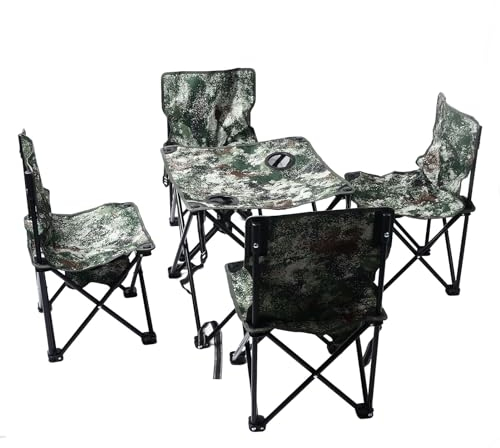 Campingtisch und Stuhl-Set, 5-teilig, 4 Stühle, Platzsparend, Klappbar, Campingstühle, Stabil, Starke Tragfähigkeit für den Außenbereich