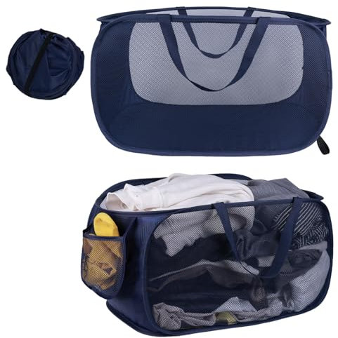 Wantli Cesto portabiancheria pop-up, 2 pezzi (36 x 36 x 58 cm), pieghevole con manico, cesto portabiancheria pieghevole, cesto portaoggetti, per cameretta dei bambini, campeggio e viaggi