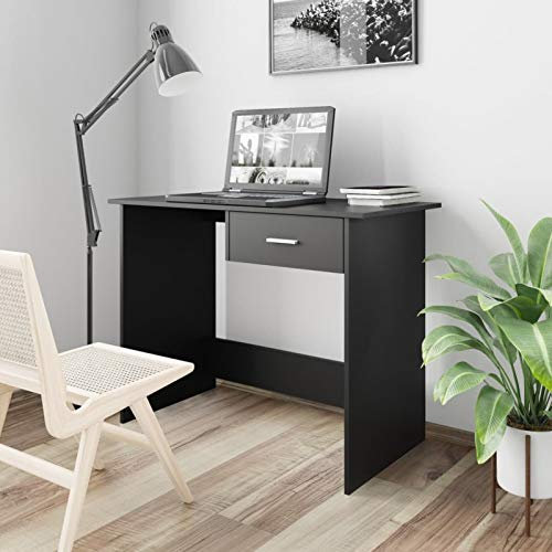 LAPOOH Schreibtisch Schwarz 100×50×76 cm Holzwerkstoff, Gaming Tisch, Computertisch, Computer Desk, Office Table, Bürotisch, Arbeitstisch, Nähtisch, Pc Tisch