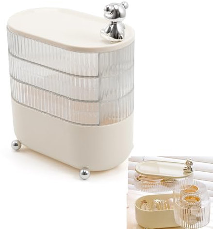 evomosa Portagioie luce lusso casa forniture gioielli polvere superflua umidità con coperchio rotante conservazione cosmetica